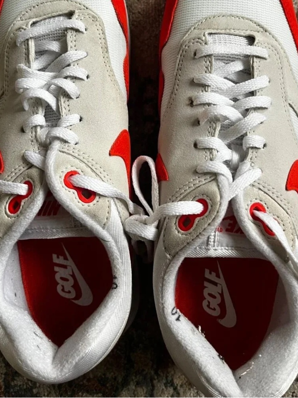 Nike Men's White and Red Athletic Shoes